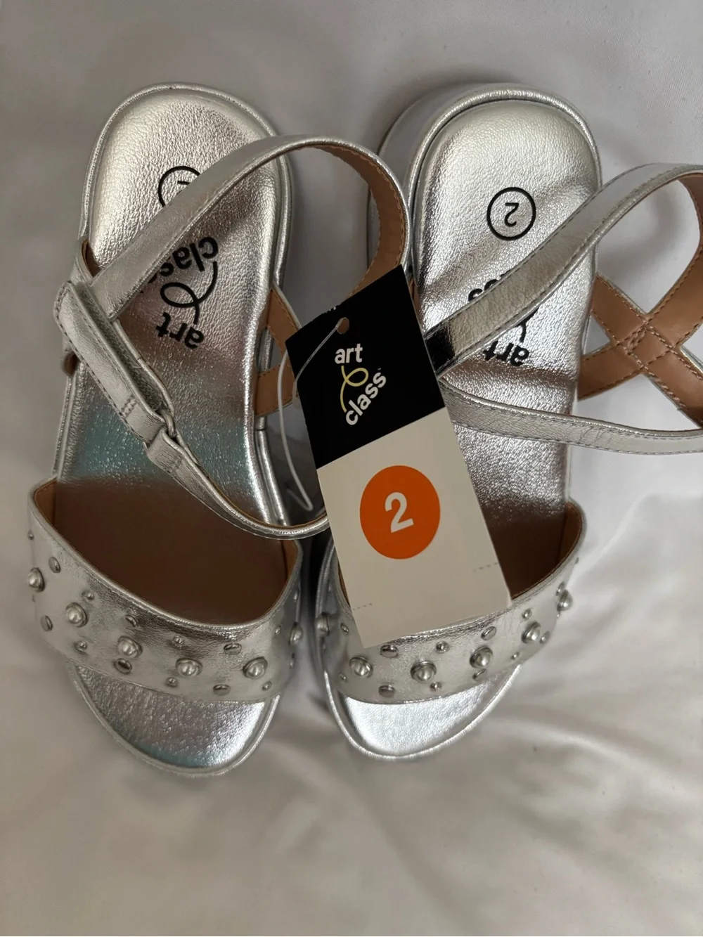art class Metallic Silver Studded Platform Sandals